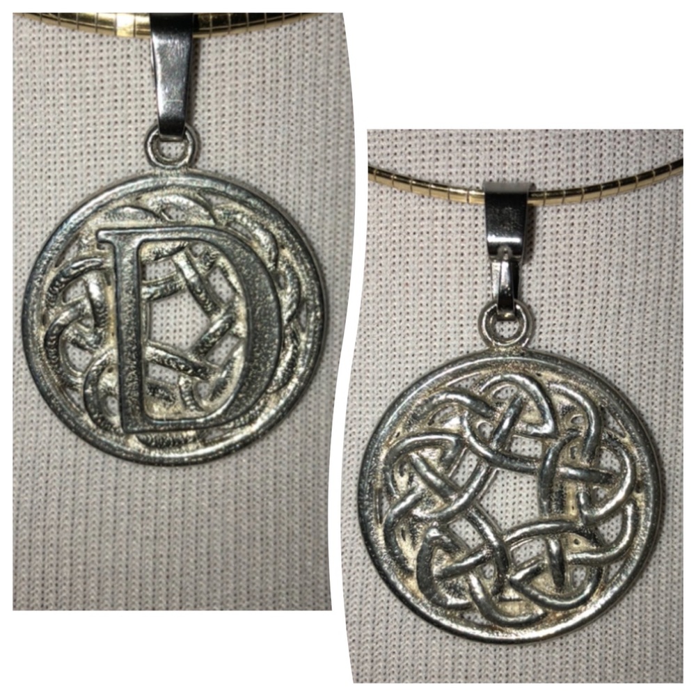 Large Reversible Celtic & Initial “D” Necklace
